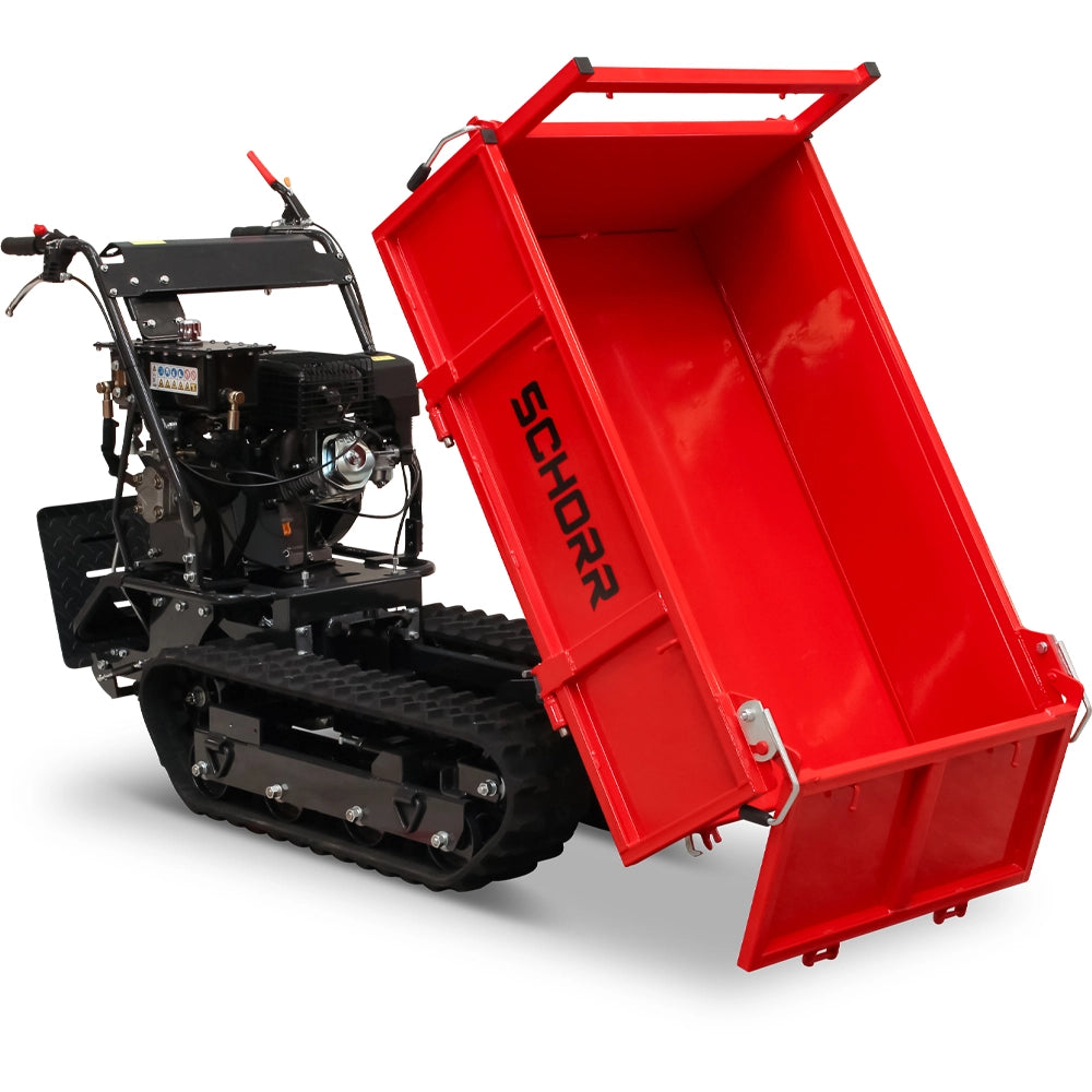 SCHORR Minidumper RR500DHKB2 PRO 500kg Kiste mit Kipphydraulik und Mitfahrplattform 9,2 PS Motor Raupendumper