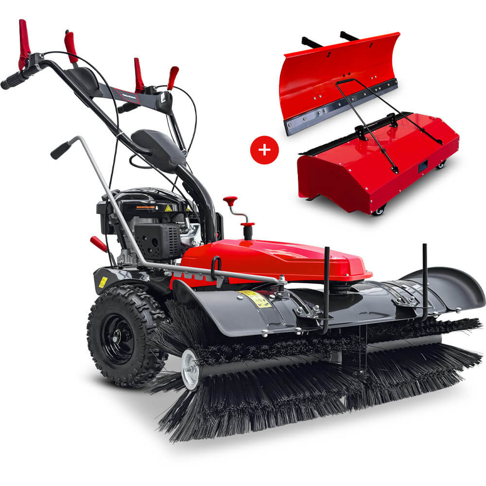 SCHORR Motorbesen inkl. Schneeschild und Auffangbehälter Kehrmaschine Benzin