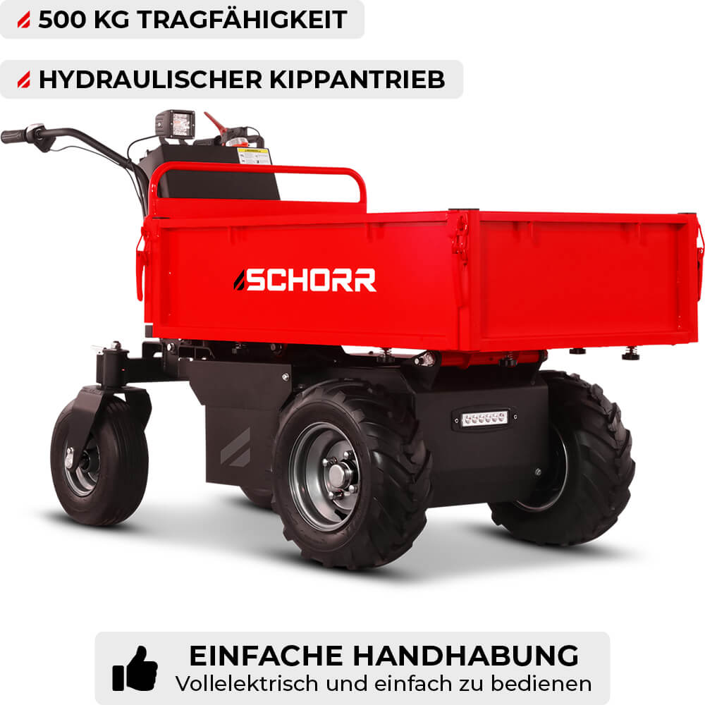 SCHORR Minidumper Elektro RR500DEHRB Kistenaufbau 500kg 48V 1000 Watt Dumper Akku