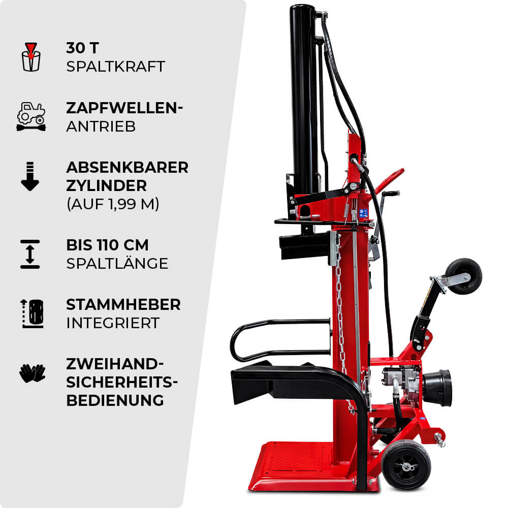 SCHORR Holzspalter 30t HS-30P PRO Zapfwelle Spalter stehend inkl. Stammheber