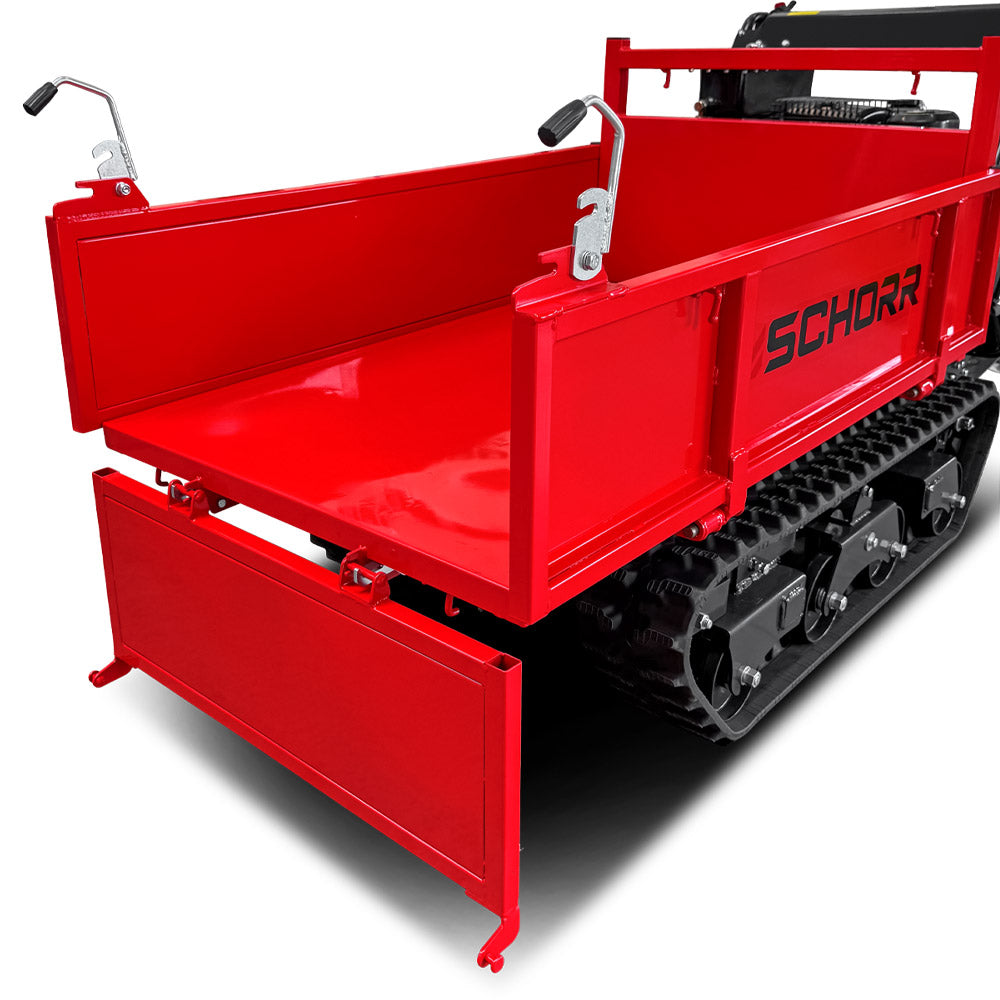 SCHORR Minidumper 1000kg RR1000DHKB PRO Raupendumper Flachmulde Kiste Benzindumper