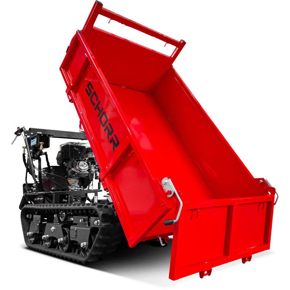 SCHORR Minidumper 1000kg RR1000DHKB PRO Raupendumper Flachmulde Kiste Benzindumper