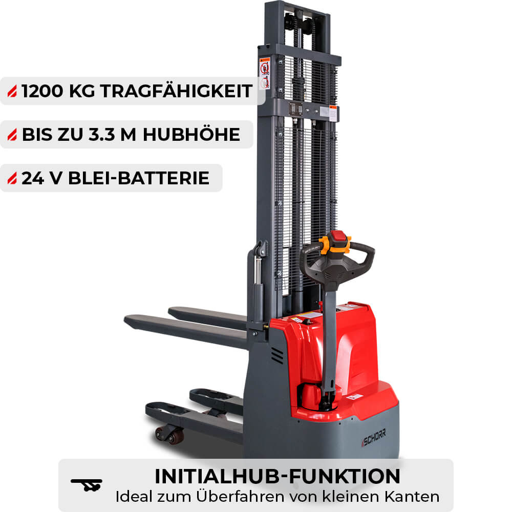 SCHORR Elektro Hochhubwagen DUO 1200KG Initialhub (2,5m bis 3,3m Hubhöhe)