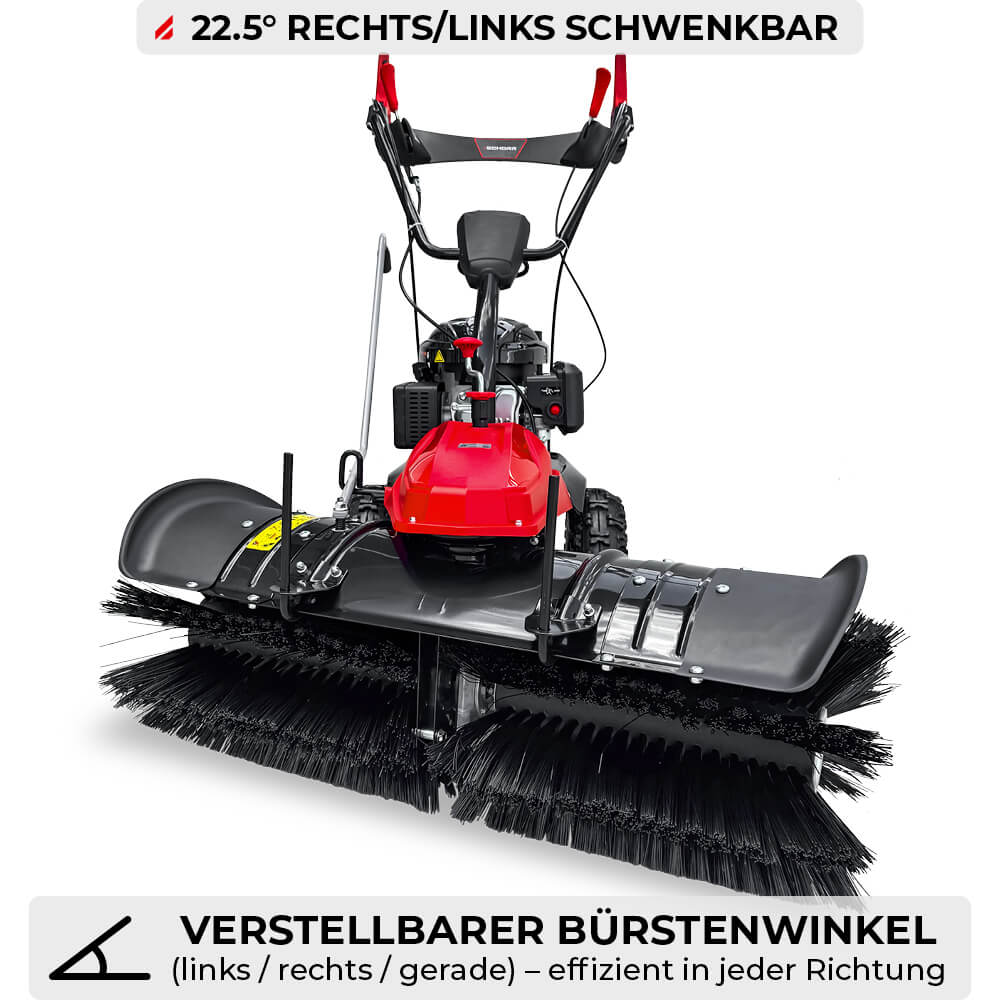 SCHORR Motorbesen inkl. Schneeschild und Auffangbehälter Kehrmaschine Benzin