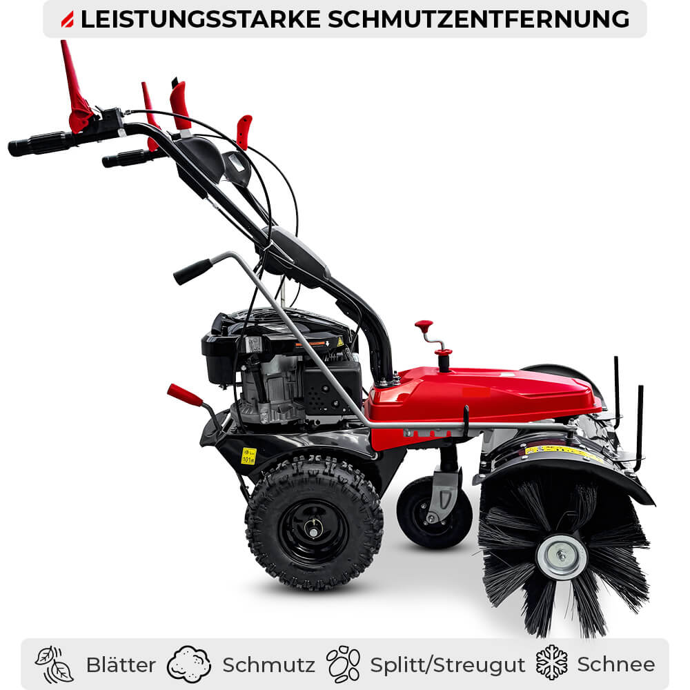 SCHORR Motorbesen inkl. Schneeschild und Auffangbehälter Kehrmaschine Benzin