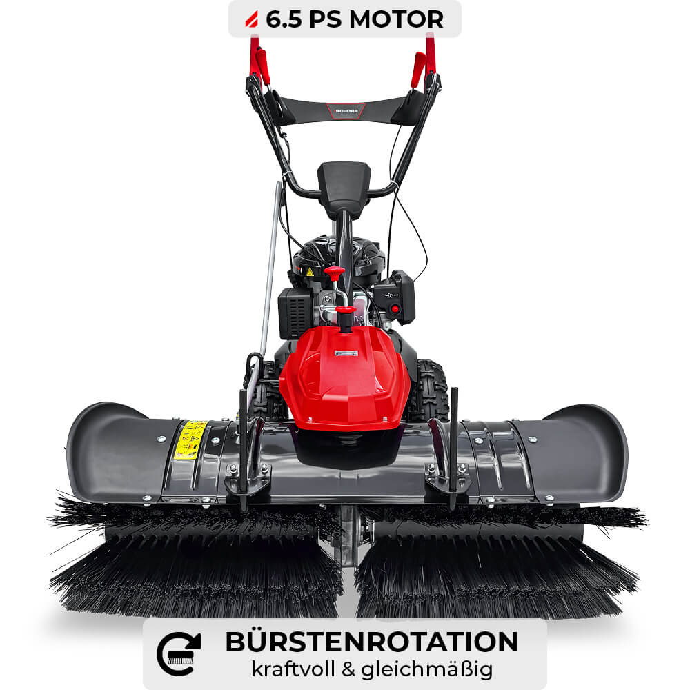 SCHORR Motorbesen inkl. Schneeschild und Auffangbehälter Kehrmaschine Benzin