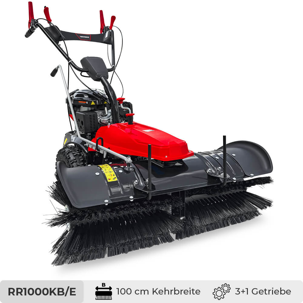 SCHORR Motorbesen inkl. Schneeschild und Auffangbehälter Kehrmaschine Benzin