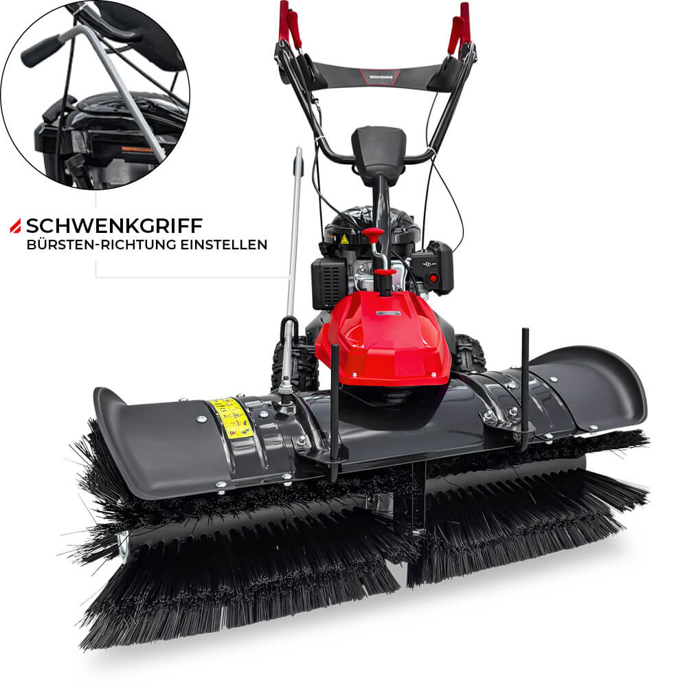 SCHORR Motorbesen inkl. Schneeschild und Auffangbehälter Kehrmaschine Benzin