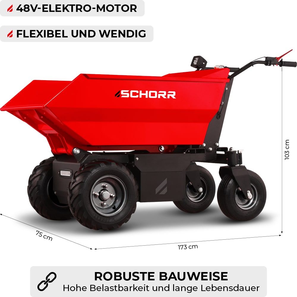 SCHORR Minidumper Elektro RR500DEHRA Mulde 500kg 48V 1000 Watt Dumper Akku