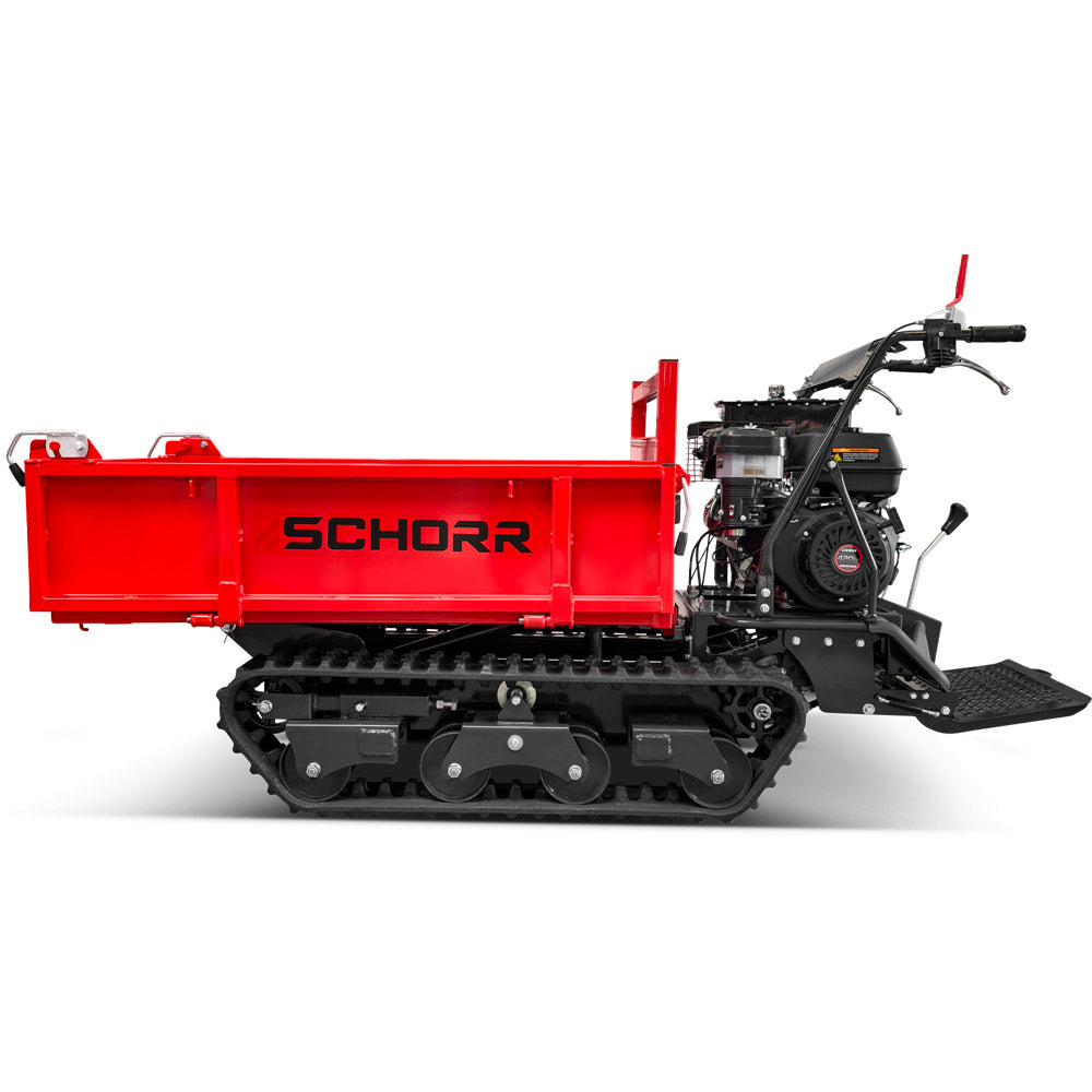 SCHORR Minidumper 1000kg RR1000DHKB PRO Raupendumper Flachmulde Kiste Benzindumper